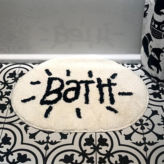 White Bathroom Rugs Mat, Cute Bath Mat, Black and White Bathroom Mat, Soft Bath Rugs - Feblilac® Mat