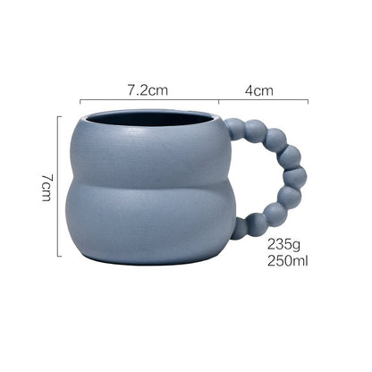 Nordic Pearl Style Ceramic Mug, Cute Chubby Coffee Cup