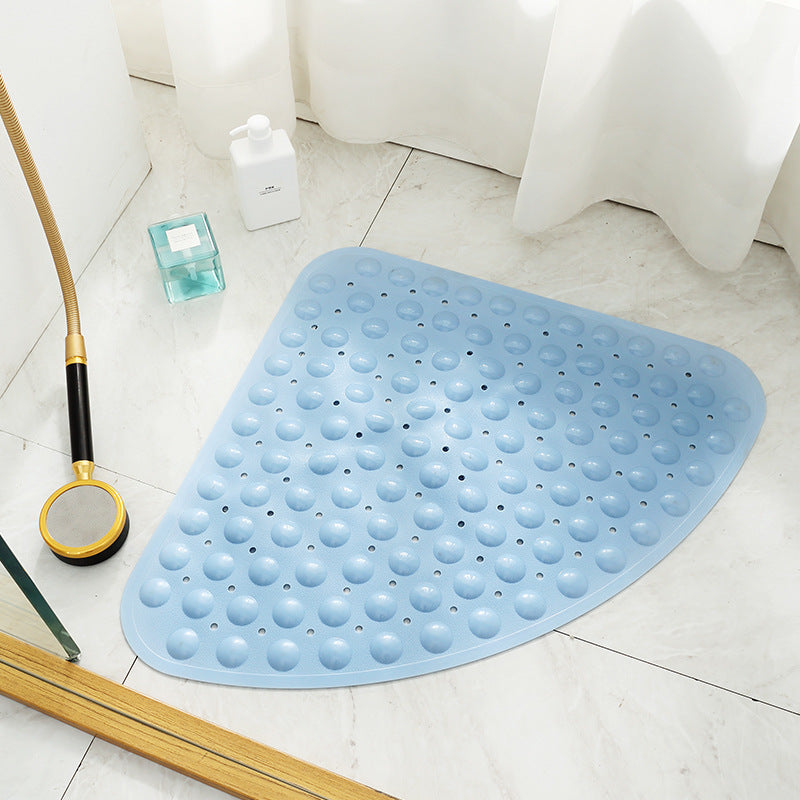 Feblilac TPE Blue/Grey/White Drain Holes and Suction Cups Tub Rug, Anti Slip Massage Bathtub Mats