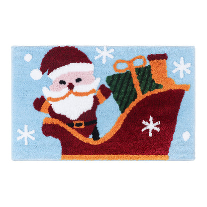 Feblilac Merry Christmas Tree and Happy Santa Claus Snowman Bath Mat - Feblilac® Mat
