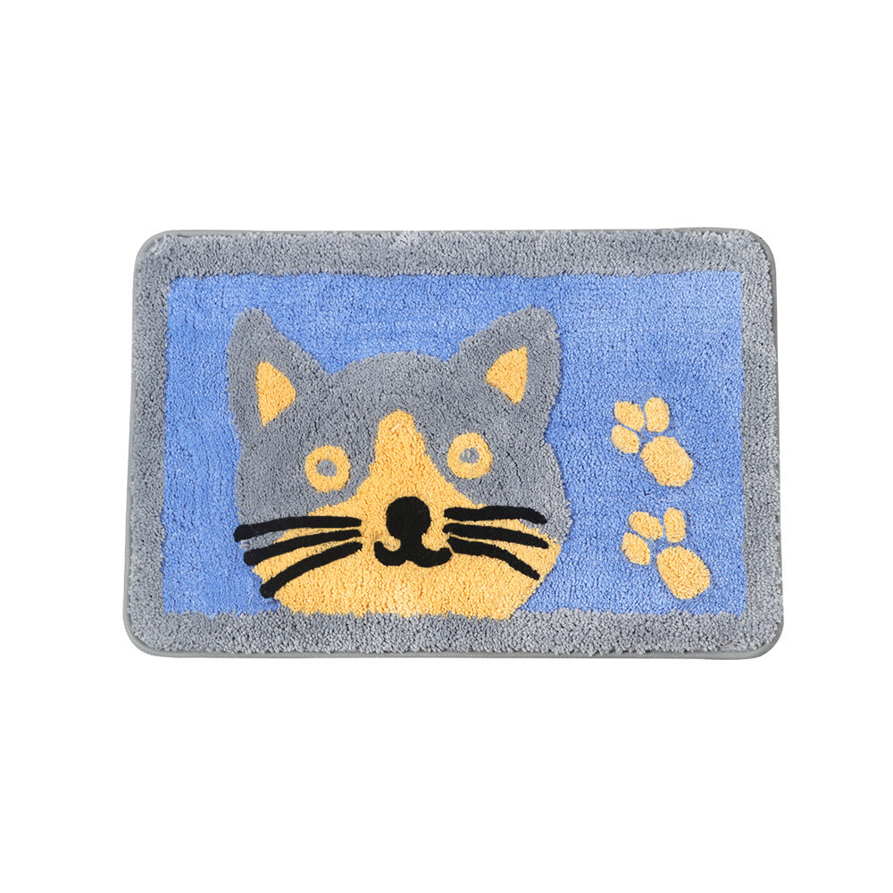 Feblilac Cat and the Footprints Blue Ground Bath Mat - Feblilac® Mat