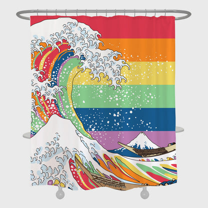 Rainbow Waves Shower Curtain
