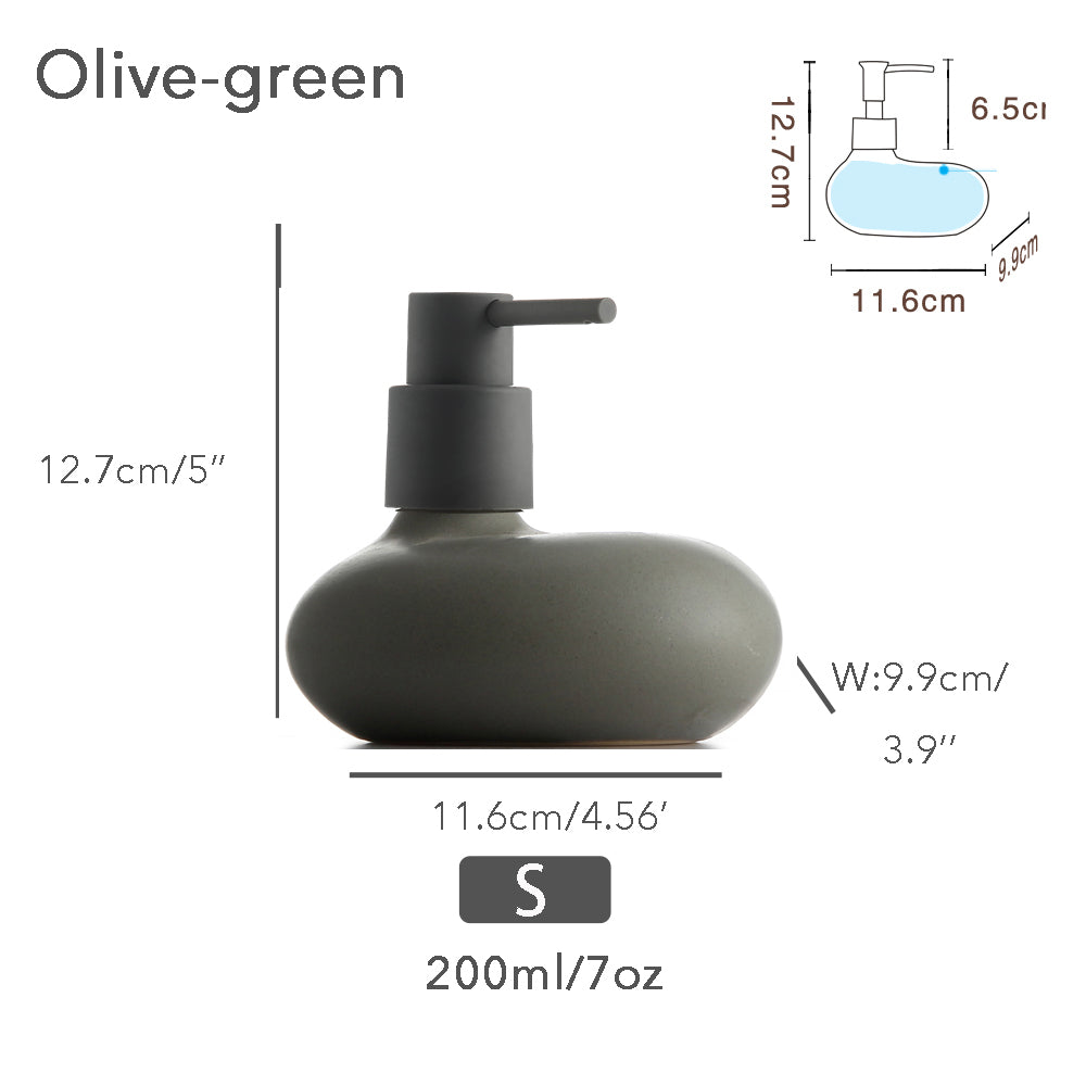 Ceramic Soap Dispenser, Liquid Bathroom Bottle, Simple Design, Funny Shape, Refillable Reusable Lotion Pump for Bathroom Kitchen, 200ml/7oz