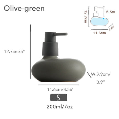 Ceramic Soap Dispenser, Liquid Bathroom Bottle, Simple Design, Funny Shape, Refillable Reusable Lotion Pump for Bathroom Kitchen, 200ml/7oz