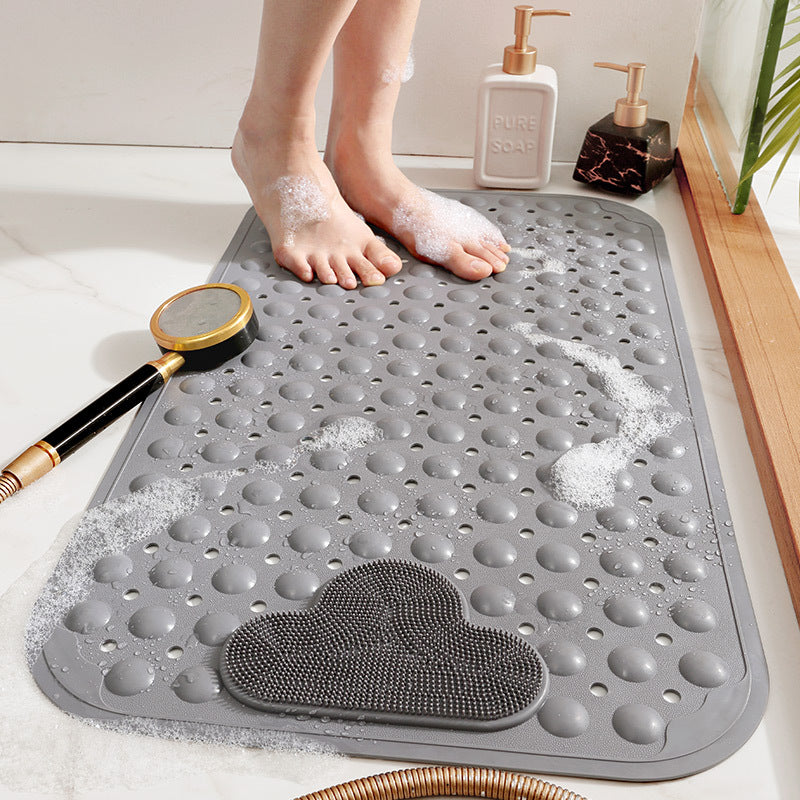 TPE Blue/Grey/Khaki/White Drain Holes and Suction Cups Tub Rug, Anti Slip Massage Bathtub Mats - view 5
