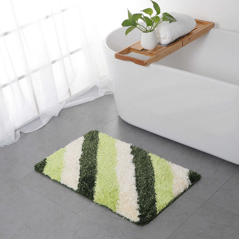 Feblilac Blue/Black/Green/Red/Brown/Purple and White Stripe Geometric Pattern Ultra Soft Bathroom Rug - Feblilac® Mat