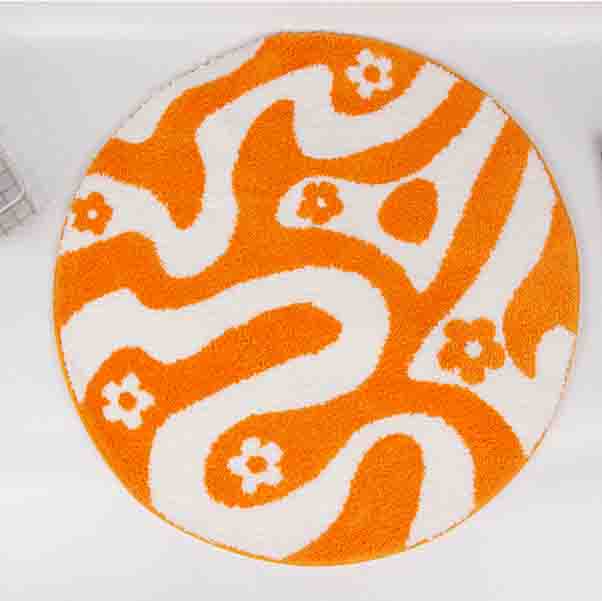 Feblilac Round Dizzy Flower Bath Area Mat 31"x31", 80cmx80cm - Feblilac® Mat