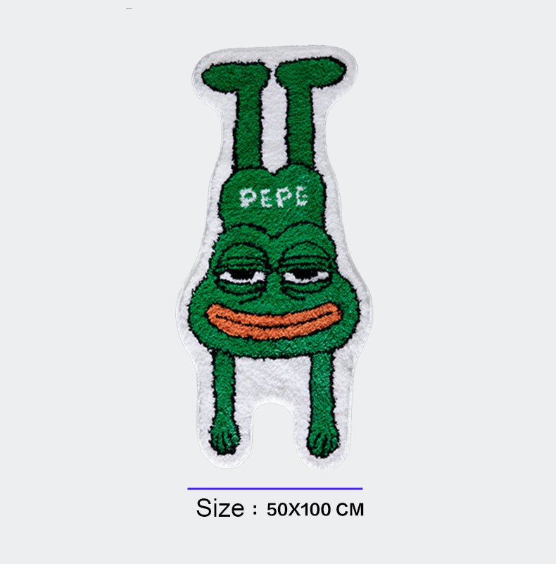 Green Frog Bath Mat Bedroom Rug, Funny Cartoon Animal Soft Plush Water-Absorbent Mat, Machine Washable - Feblilac® Mat