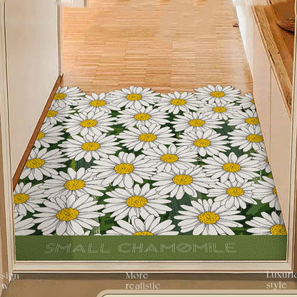 Feblilac Sunflower Garden And Chamomile Oil Painting PVC Leather Entrance Door Mat