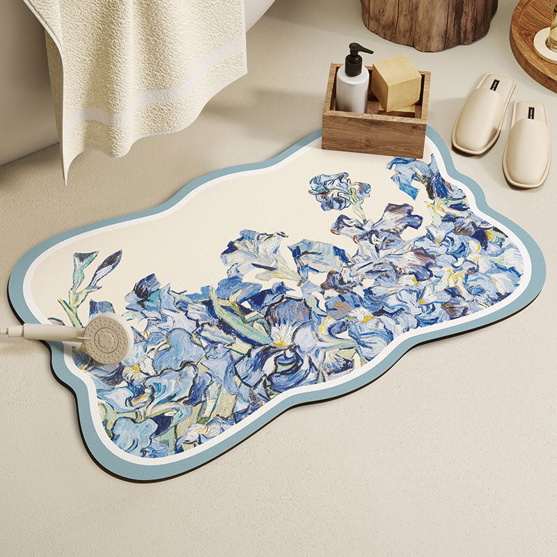 Feblilac Flowers Oil Painting Diatomaceous Earth Bathmat - view 8