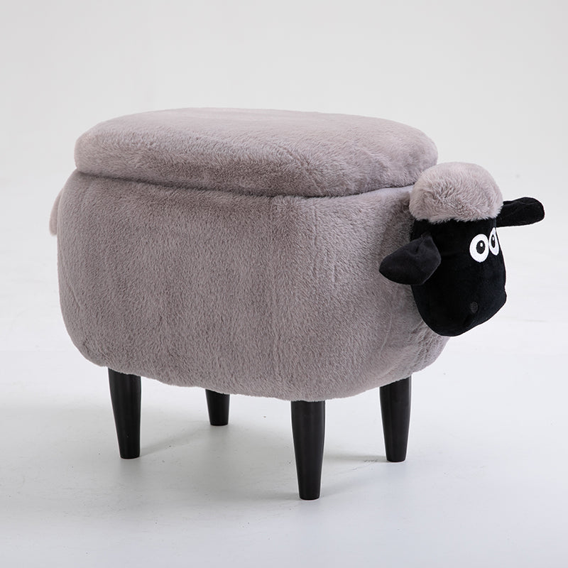 Feblilac Sean Plush Faux Fur Sheep Foot Stool