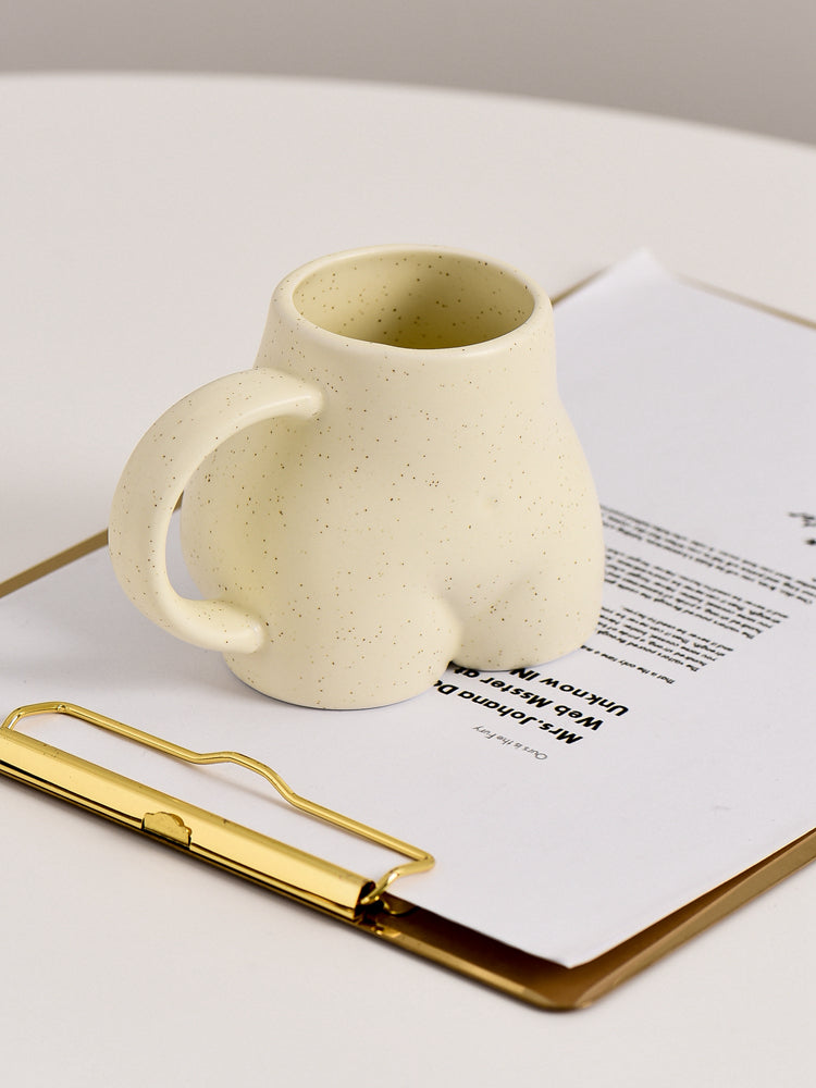 Fun Beige Bottom Ceramic Mug, Creative Butt-Shape Cup