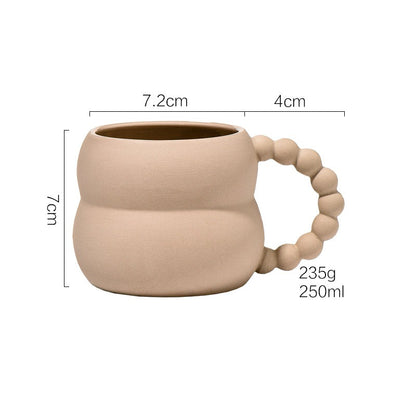 Nordic Pearl Style Ceramic Mug, Cute Chubby Coffee Cup