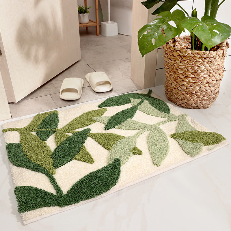 Feblilac Dark Green Leaves Bath Mat - Feblilac® Mat