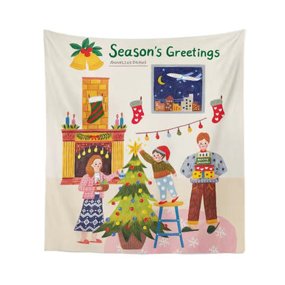 Feblilac Happy Family and Merry Christmas Tapestry - Feblilac® Mat