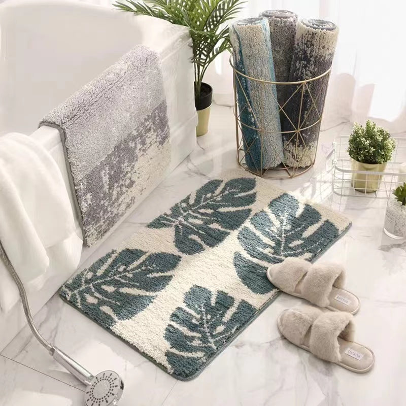 Feblilac Scandinavian Jasper Green Leaves Bath Mat - Feblilac® Mat