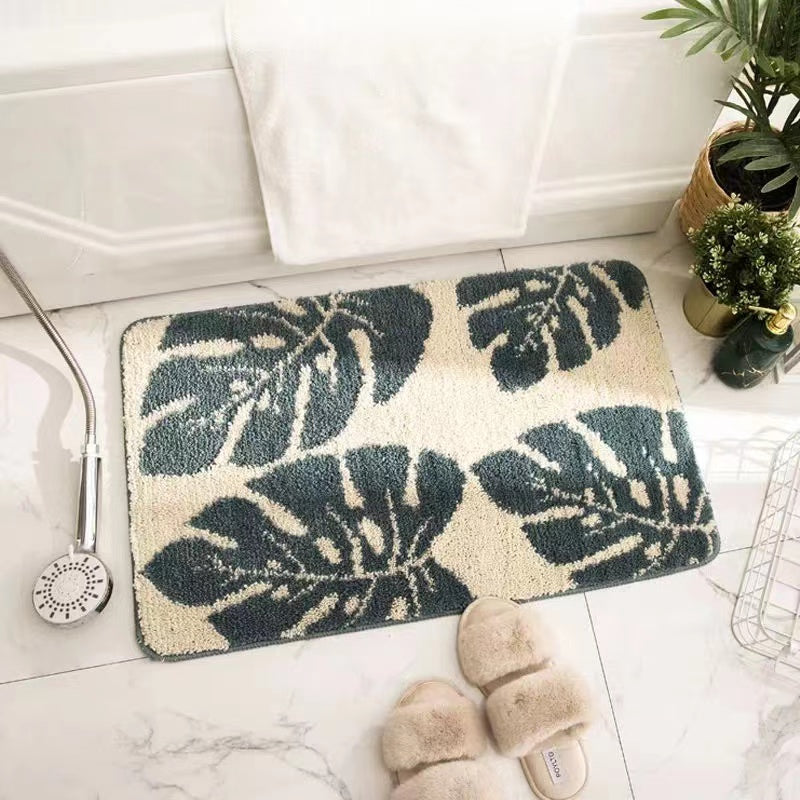 Feblilac Scandinavian Jasper Green Leaves Bath Mat - Feblilac® Mat