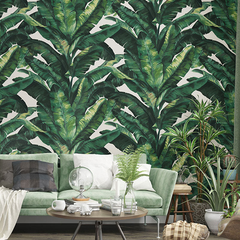 Tropical Banana Leaf Wall Covering for Accent Wall Contemporary Wallpaper, 33' by 20.5" Blackish Green Clearhalo 'Modern wall decor' 'Modern' 'Tropical wall decor' 'Tropical' 'Wallpaper' Wall Decor' 984657