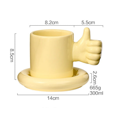 Nordic Ceramic Style Thumb Foot Mug, Fun Coffee Tea Cup with Saucer