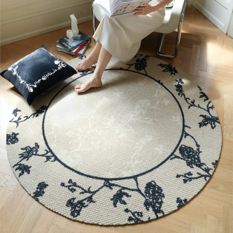 Feblilac Round Secret Garden Living Room Wool Carpet