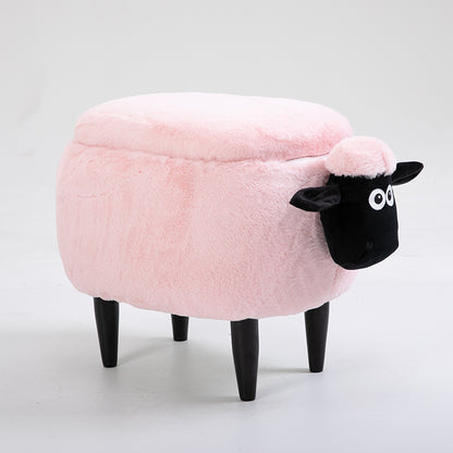 Feblilac Sean Plush Faux Fur Sheep Foot Stool