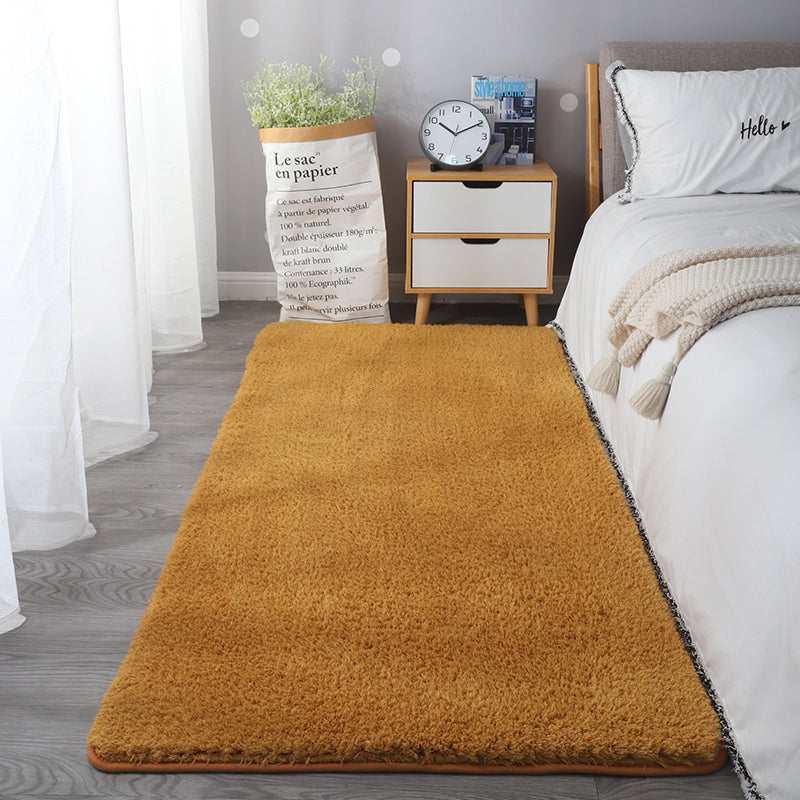 Feblilac Rectangular Solid Khaki/Yollow Thickened Tufted Bath Mat