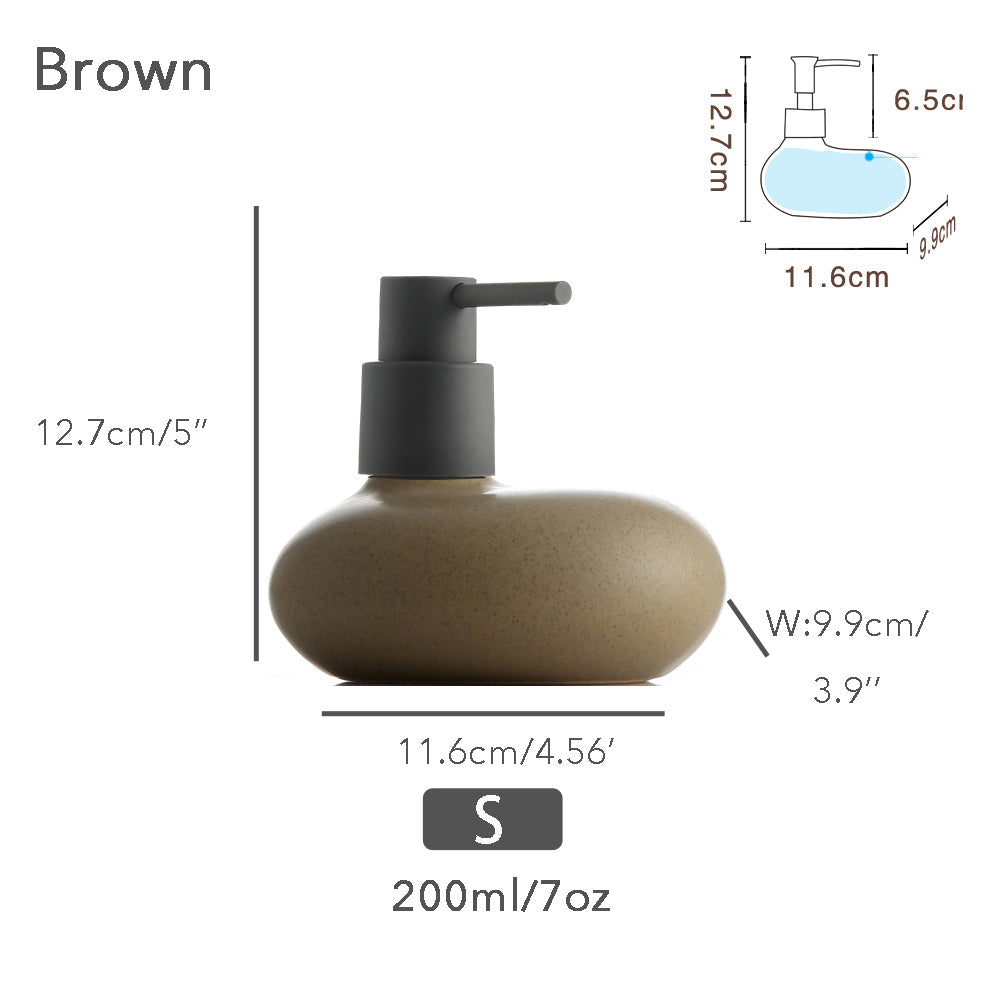 Ceramic Soap Dispenser, Liquid Bathroom Bottle, Simple Design, Funny Shape, Refillable Reusable Lotion Pump for Bathroom Kitchen, 200ml/7oz