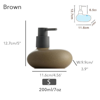 Ceramic Soap Dispenser, Liquid Bathroom Bottle, Simple Design, Funny Shape, Refillable Reusable Lotion Pump for Bathroom Kitchen, 200ml/7oz