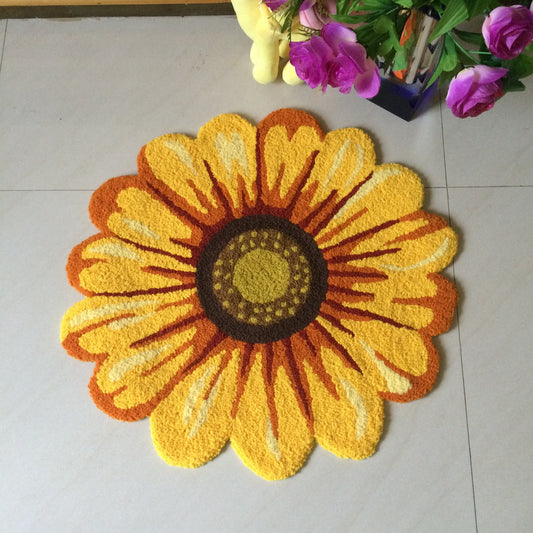 Feblilac Chrysanthemum Tufted Bath Mat, Daisy Rug