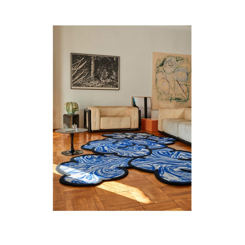 Feblilac Blue Irregular Cloud Living Room Carpet - view 3