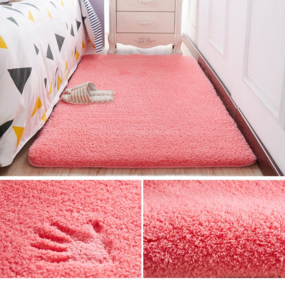 Feblilac Solid Pink Tufted Living Room Carpet Bedroom Mat