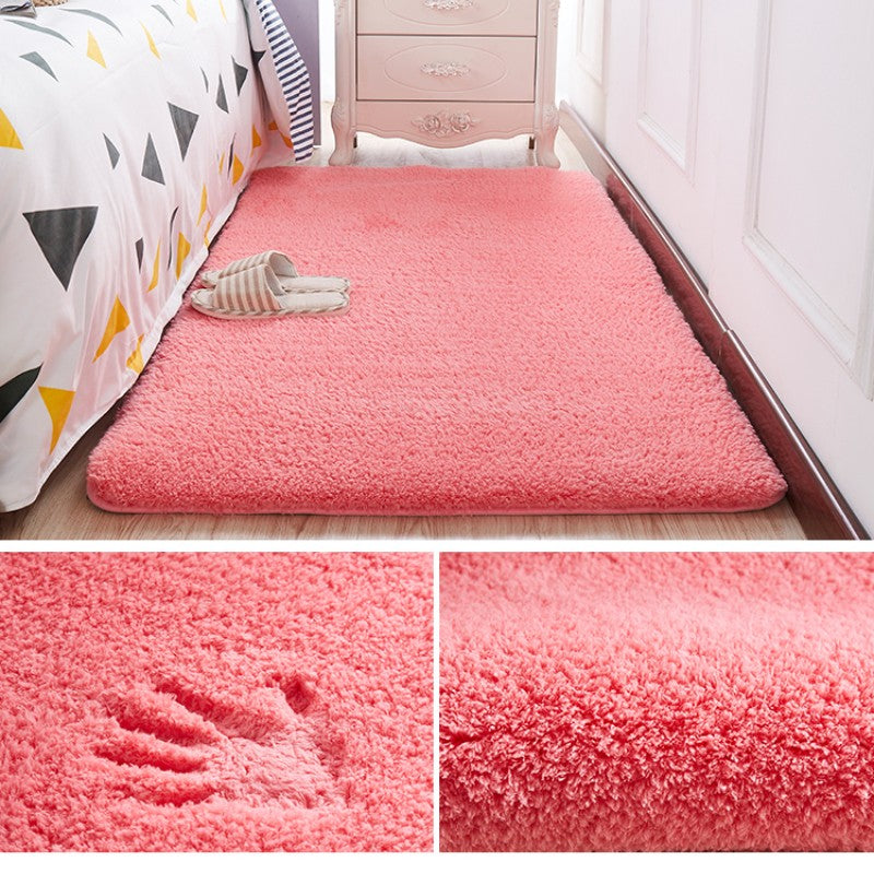 Feblilac Solid Pink Tufted Living Room Carpet Bedroom Mat - view 2