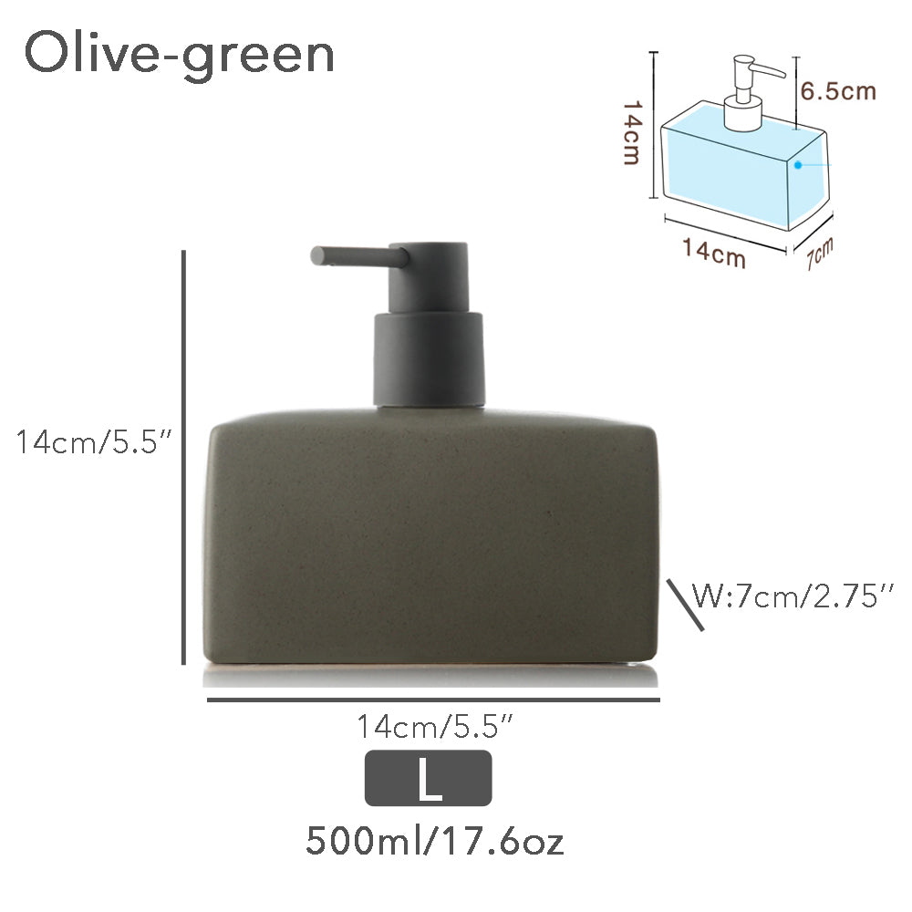 Black Ceramic Soap Dispenser, Liquid Bathroom Bottle, Simple Design, Refillable Reusable Lotion Pump for Bathroom Kitchen, 500ml/17.6oz