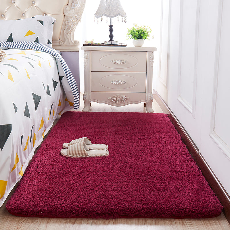 Feblilac Solid Red Tufted Living Room Carpet Bedroom Mat