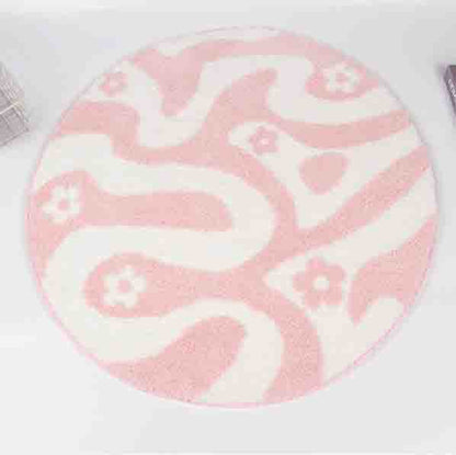 Feblilac Round Dizzy Flower Bath Area Mat 31"x31", 80cmx80cm - Feblilac® Mat