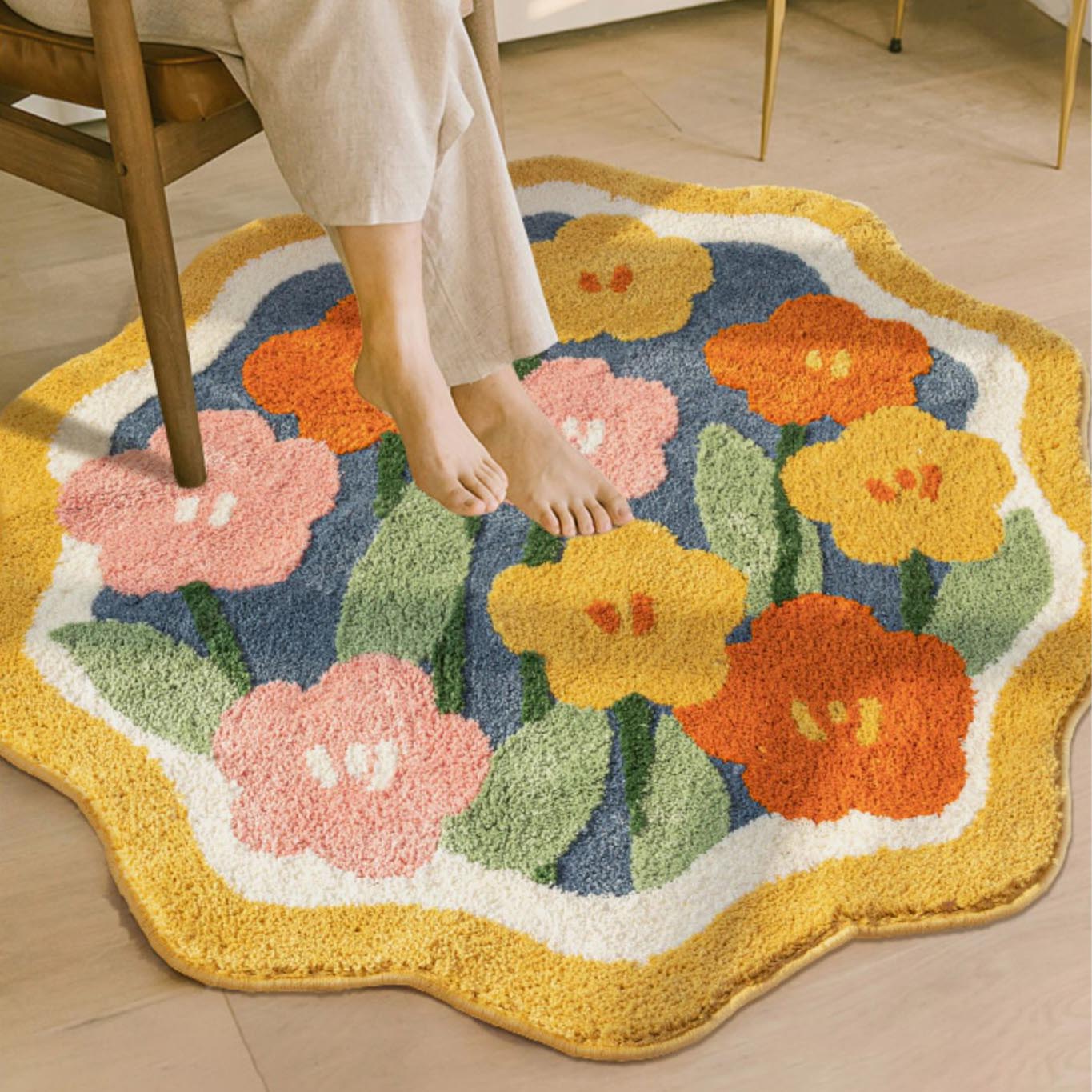 Feblilac Red Yellow Pink Flower Garden Area Mat - Feblilac® Mat