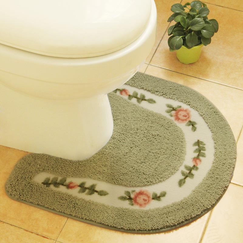 Feblilac Oval Flower Tufted Toilet U-Shaped Floor Bathroom Mat - view 5