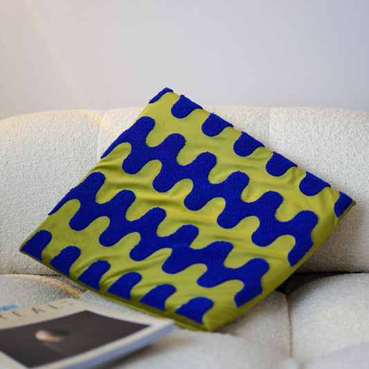 Feblilac Geometric Wave Memory Foam Tufted Cushion