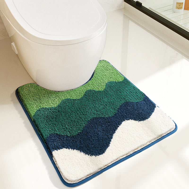 Feblilac Bathroom Green Wave Rugs Sets 3 Pieces