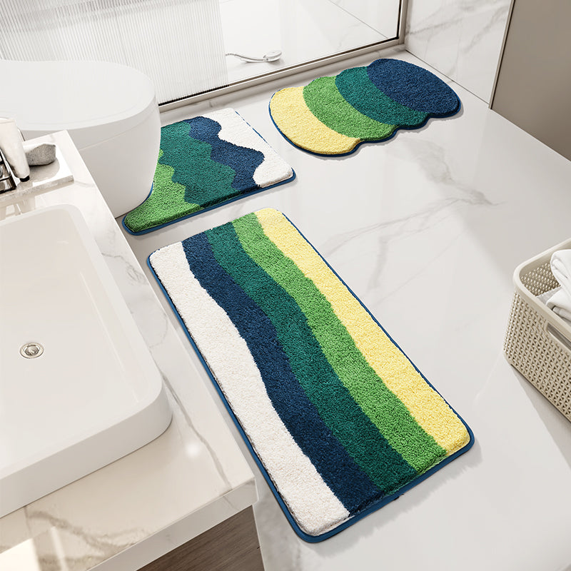 Feblilac Bathroom Green Wave Rugs Sets 3 Pieces - view 7