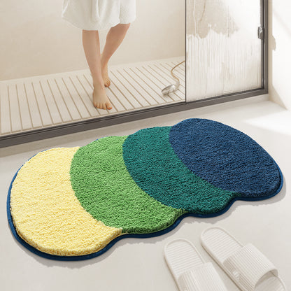 Feblilac Bathroom Green Wave Rugs Sets 3 Pieces