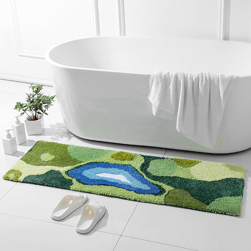 Green Moss Runner for Bedroom, Extra Long Mat for Living Room Bath, Green  Leaves Mat – Feblilac® Mat