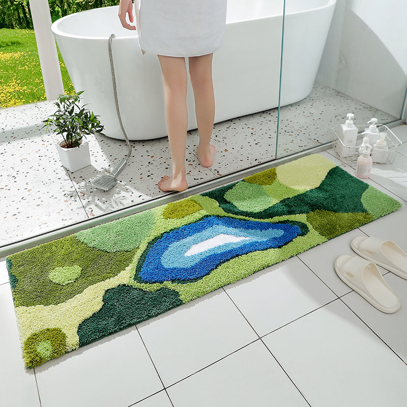 Green Moss Runner for Bedroom, Extra Long Mat for Living Room Bath
