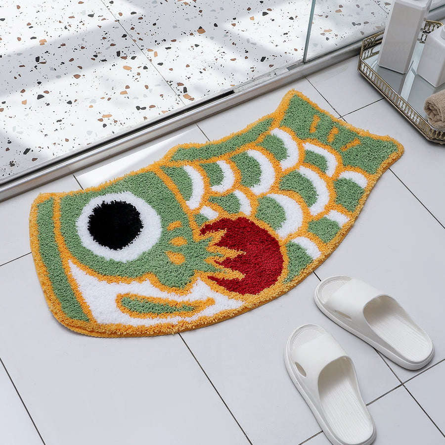 Feblilac Cute Green Koi Fish Bath Mat - Feblilac® Mat