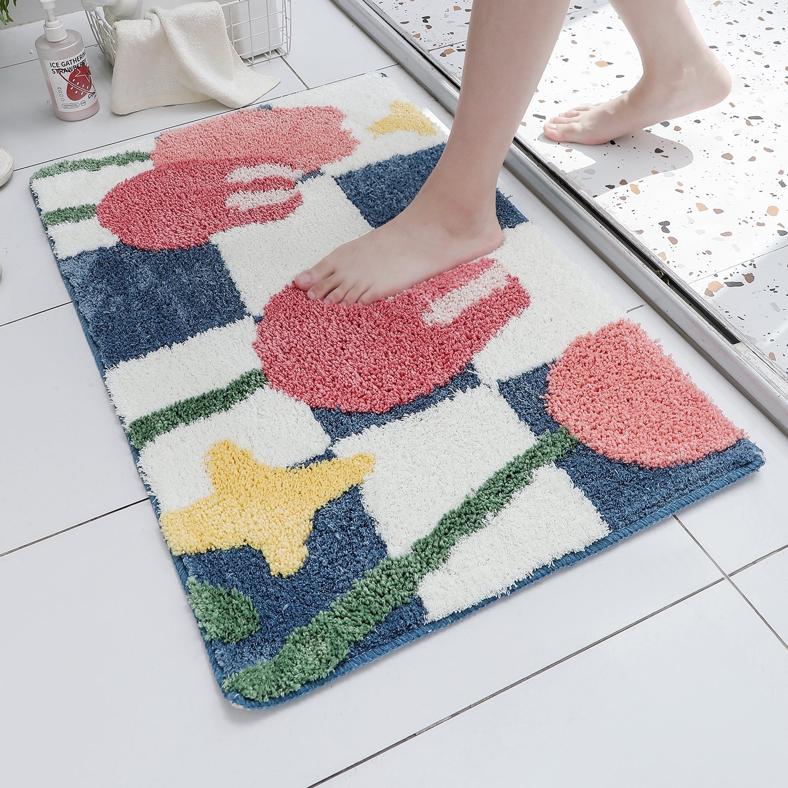 Checkerboard Tulip Bathroom Mat 50x80cm,19"x31" - Feblilac® Mat