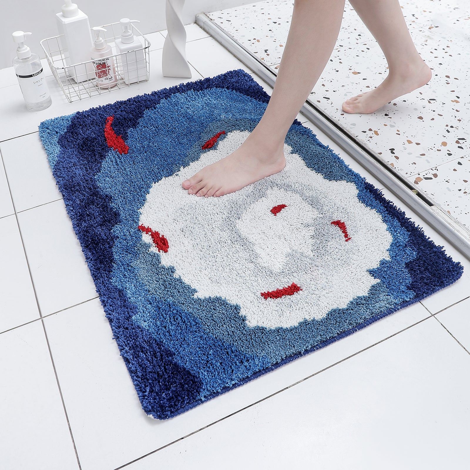 Fishpond Bathroom Mat, Red Koi in Pond Bath Mat, 60x90cm or 23x35 inches - Feblilac® Mat