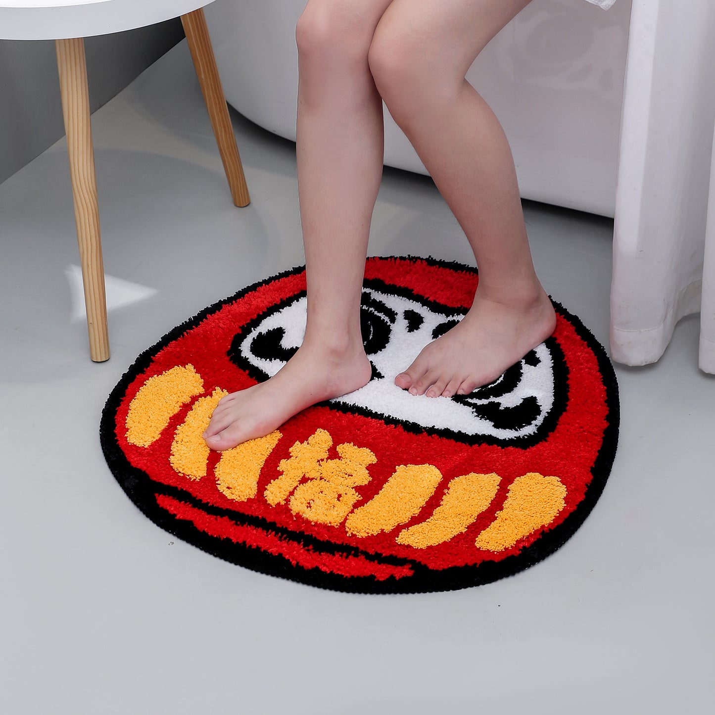 Japanese Red Daruma Bathroom Mat 60x60cm, 23.6"x23.6" Clearance Sale - Feblilac® Mat