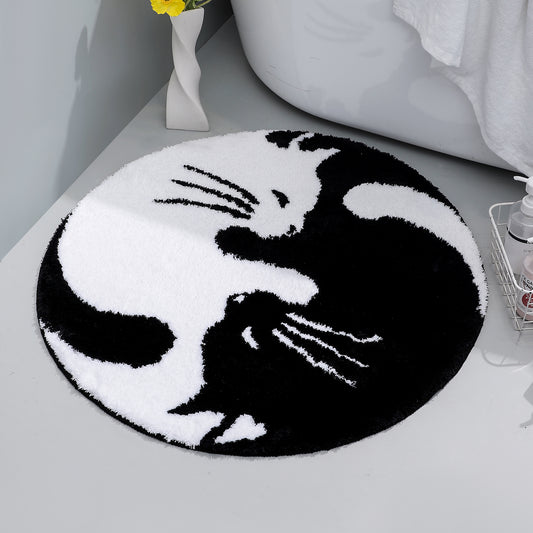 Cute Black and White Cats Bath Mat 31"x31", 80cmx80cm - Feblilac® Mat