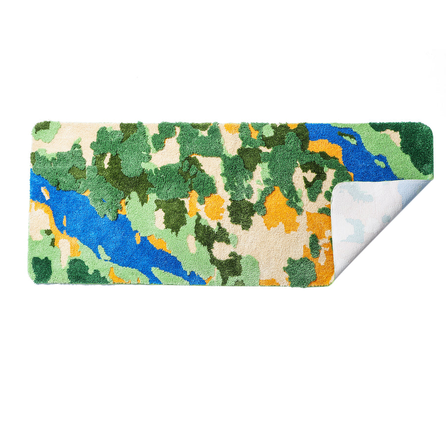 Green Moss Leaves Long Runner for Bedroom 31"x78", 80x200cm - Feblilac® Mat