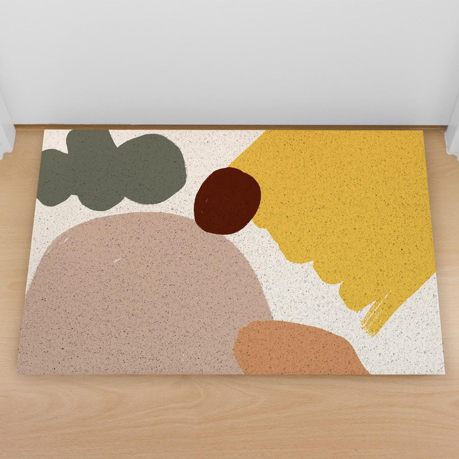Feblilac Abstract Stone Cloud and Sun Door Mat, Nature Welcome Doormat, Anti Skid PVC Coil Outdoor Mats, Front Mat for Home, Washable Entryway Doormat - Feblilac® Mat